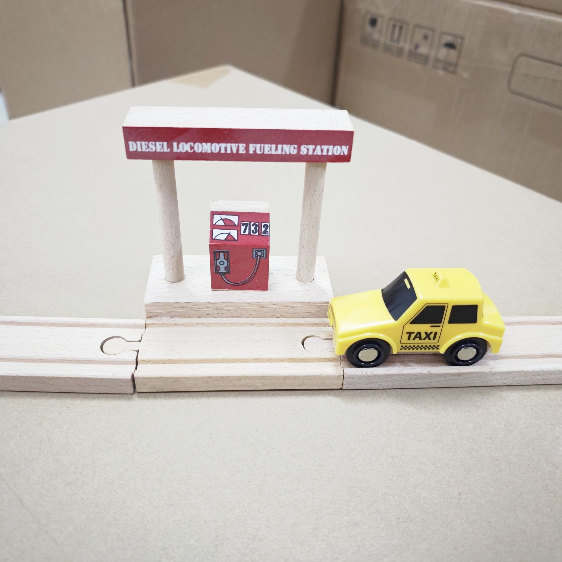 Wooden magnetic train from natural wood railed