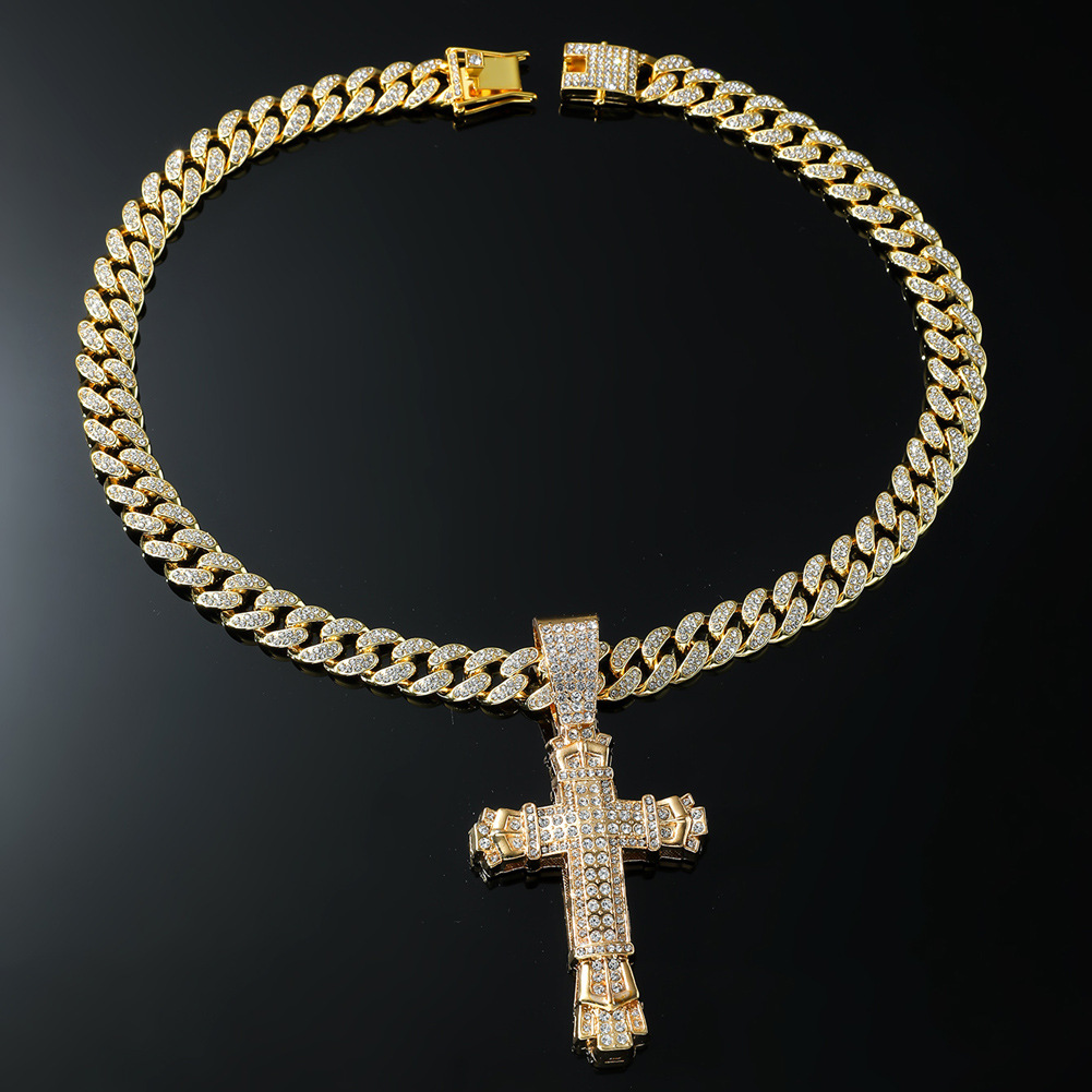 1 Piece Quantity Party, Street Occasion Hip-hop Cross Alloy Plating Inlay Rhinestones Men's Pendant Necklace