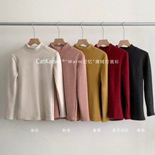 CatKaiser Warm记忆澳绒打底衫女秋冬加绒加厚半高领内搭长袖上衣