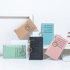 Factory direct sales Korean version women's solid color mini wallet creative card holder PU zipper small coin purse leather