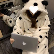 网红ins睡袍珊瑚绒睡衣女秋冬季加厚加绒大码浴袍长款外穿公主风