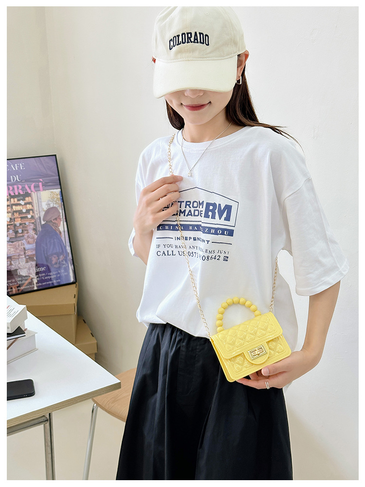 157g Weight Polyester Lining Material Flip Cover Closure Type Single Shoulder Strap Strap Type Jelly Bag Bags Type Casual, Holiday Occasion PVC Material Solid Color Pattern All Seasons Season Women's Gender Basic, Classic Style Style Square Shape Small Size Women's Small PVC Solid Color Basic Classic Style Square Flip Cover Jelly Bag 11