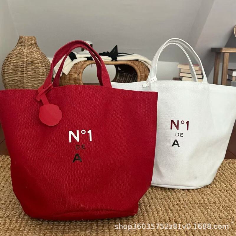 cross-border beauty counter vip giftj points gift red camellia canvas shopping bag bucket bag beaute
