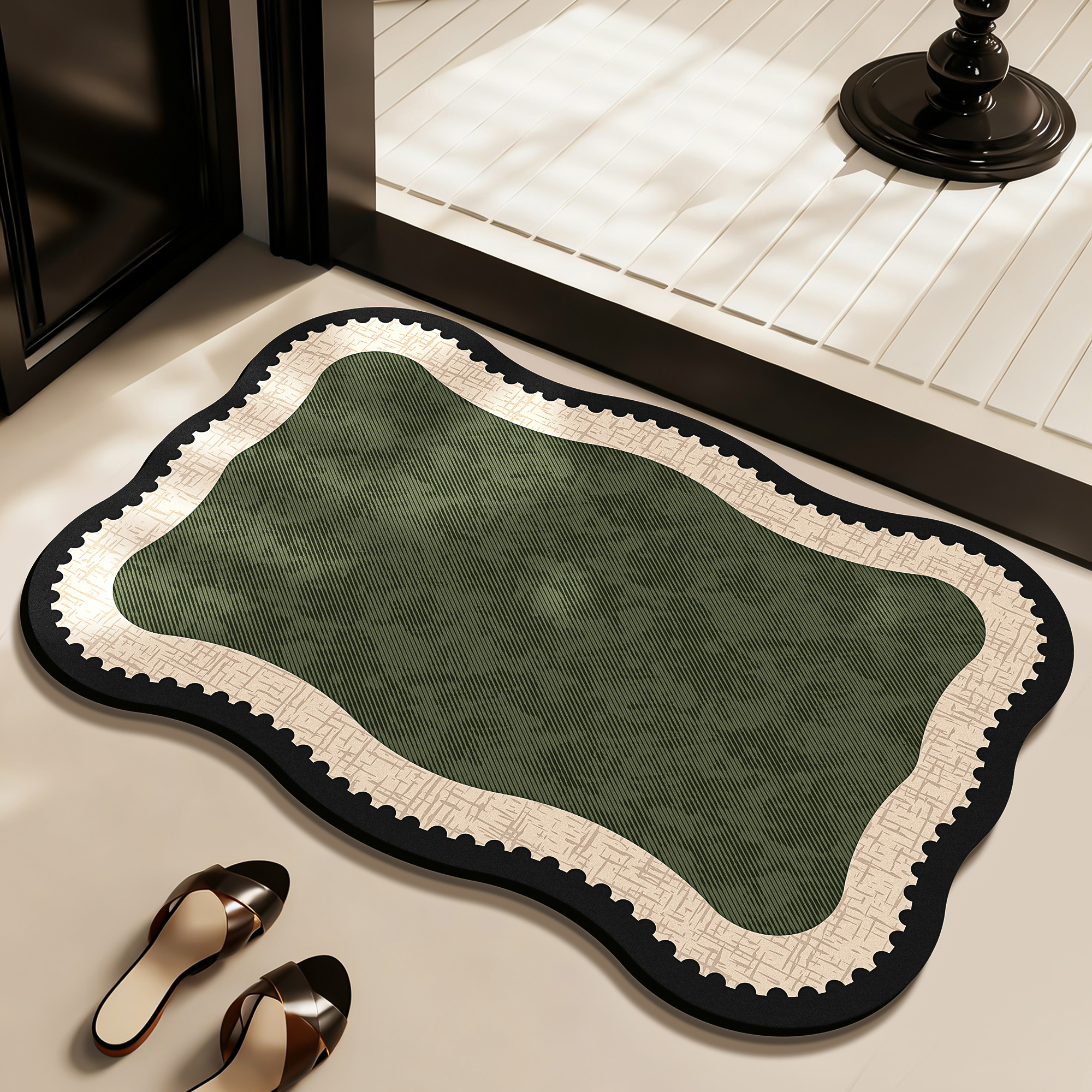 Medieval Style Bathroom Floor Mats, Toilet Absorbent Mats, Household Foot Mats, Bathroom Non-Slip Mats, Retro Diatom Mud Floor Mats