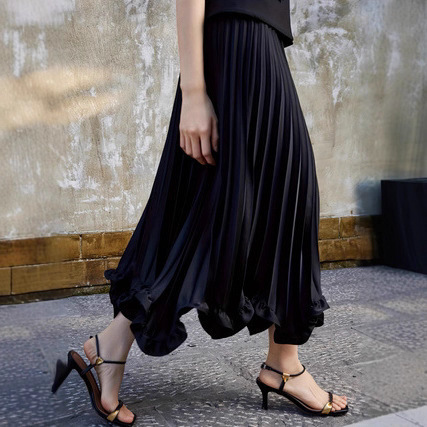 Black Petal Skirt, Elegant Mid-Length Pleated Skirt, Women's Clothing, Mocha S-5Xl, Multi-Size New A-Line Skirt, Slimming Effect Black Petal Skirt, Elegant Mid-Length Pleated Skirt, Women's Clothing, Mocha S-5Xl, Multi-Size New A-Line Skirt, Slimming Effect