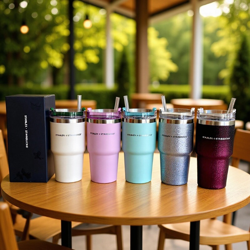 Cross-Border Amazon New 20oz Large-Capacity Stainless Steel 304 Thermos Cup High-Looking Couple Coffee Straw Cup