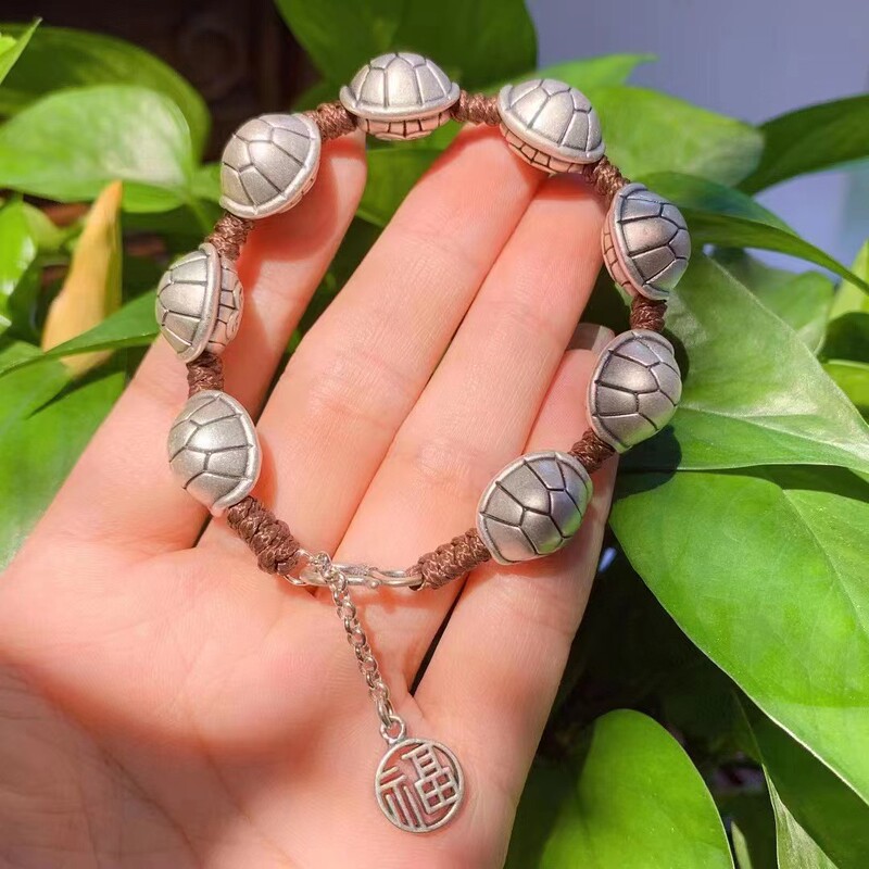 999 silver 3D hard silver rich world turtle shell longevity sterling silver high-grade accessories bracelet accessories