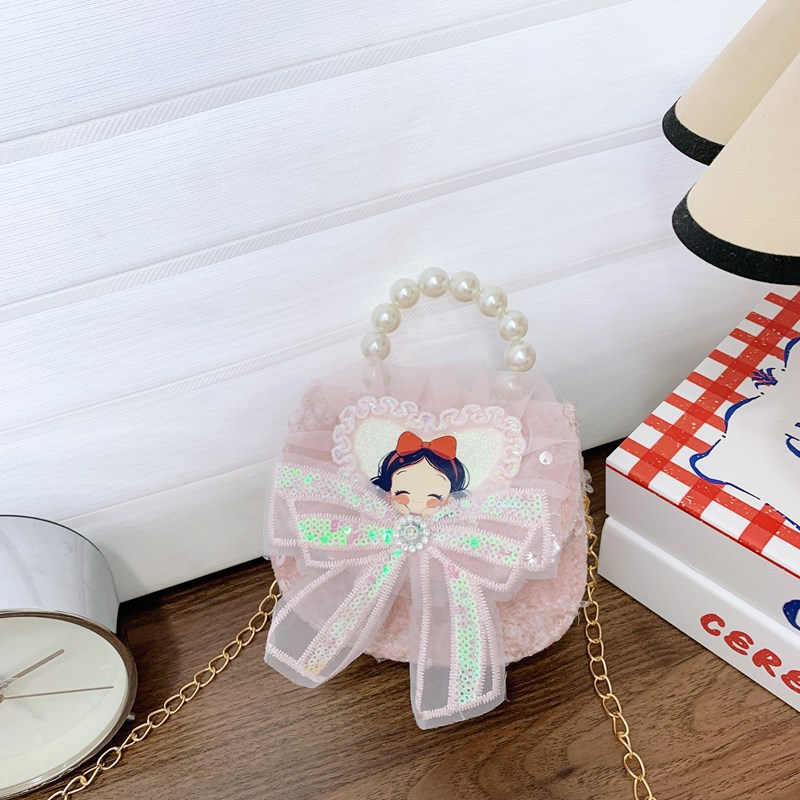 Nuevo comercio exterior de encaje flor de hombro para niñas bolsos de moda perlas arco bolsos de niños bolsos de cambio de dibujos animados