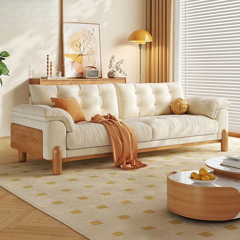 Nordic Log Style Sofa Cloud Japanese Style Straight Row Small Apartment High-End Simple Sofa Living Room Solid Wood Fabric Sofa