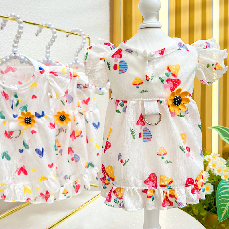 Pet Cartoon Traction Mushroom Love Summer Breathable Dress Dog Cat Supplies Corgi Method Pet Cartoon Traction Mushroom Love Summer Breathable Dress Dog Cat Supplies Corgi Method