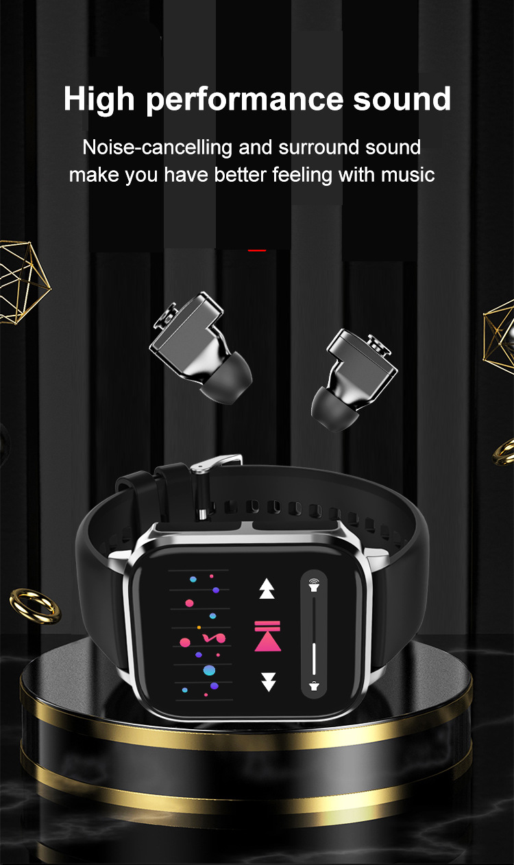 T22 nuovo auricolare smart watch TWS due in uno ultra frequenza cardiaca pressione sanguigna sonno multi funzione smart watch_voghion.com