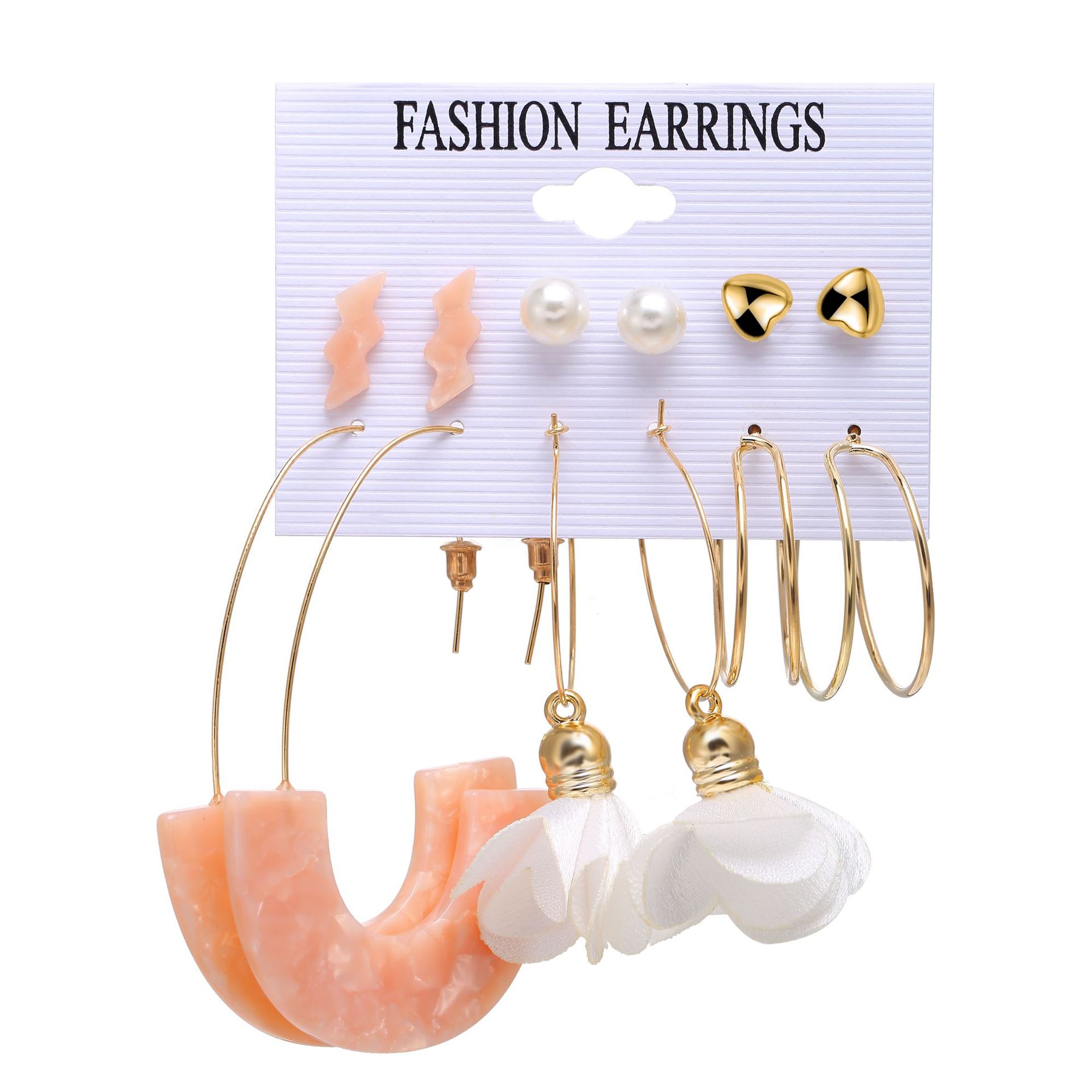 Vente En Gros Ensemble De Boucles D&#39;oreilles En Acrylique Géométrique Simple Coeur Lune display picture 29