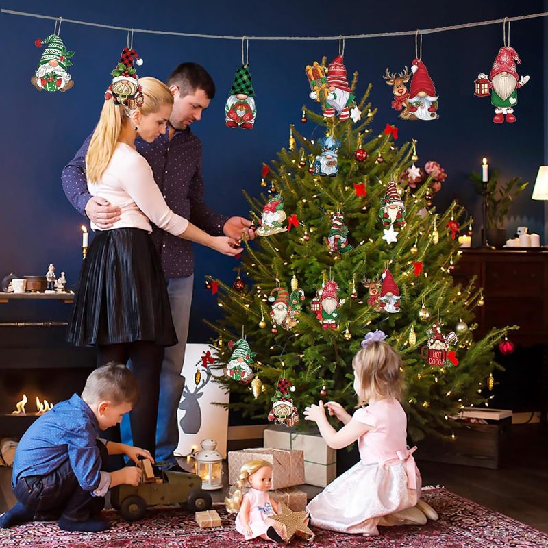 クリスマス小人木製ペンダントクリスマスツリー装飾小人老人人形吊り下げ祝日パーティー用品|undefined