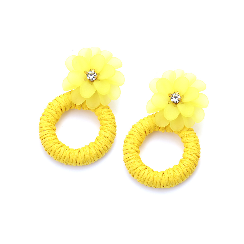 Casual Simple Style Flower Raffia Resin Women's Drop Earrings 1 Pair display picture 6
