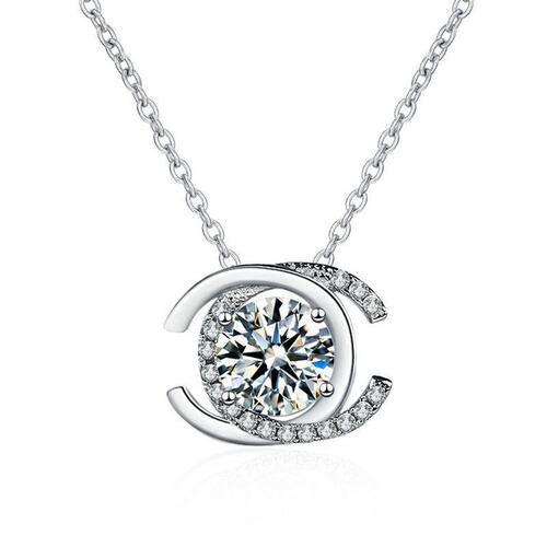 Live supply simulated high carbon diamond pendant double C necklace women's clavicle chain simple and fashionable Korean version Valentine's Day gift