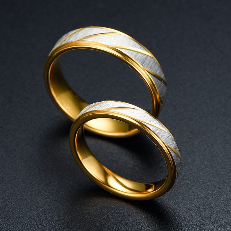 Fashion Golden Slash Stainless Steel Ring Wholesale Nihaojewelry display picture 8