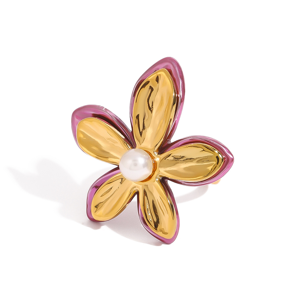 Women's Gender Vintage Style, Commute Style PVD Coated Real Gold Plated Flower 304 Stainless Steel Vintage Style Commute Waterproof Non Tarnish Open Rings
