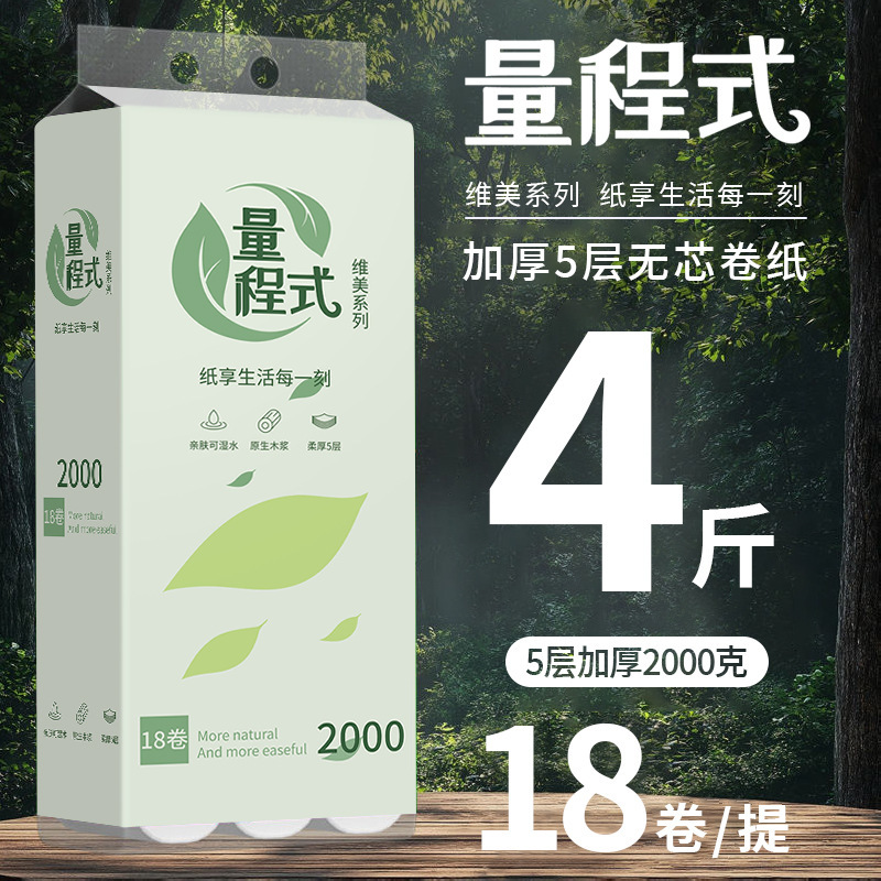 4000g Roll Paper Wood Pulp Household Affordable Paper Towel Toilet Paper Hotel Toilet Paper Coreless Spot Wholesale Distribution