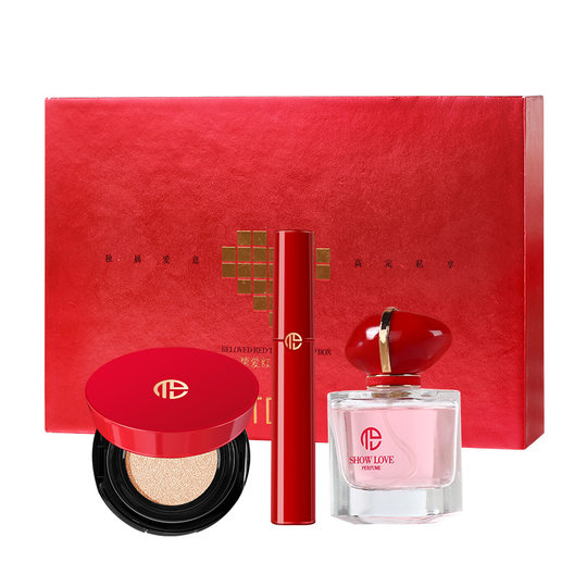 TDL Beloved Red-tone Beauty Makeup Set Concealed Pore Air Cushion Natural Light Fragrance Perfume Three-piece Set
