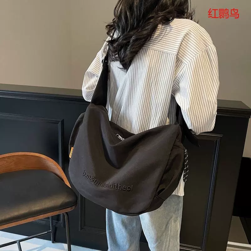 红鹮鸟帆布包高级包女休闲百搭饺子新款大容量单肩托特通勤斜挎包