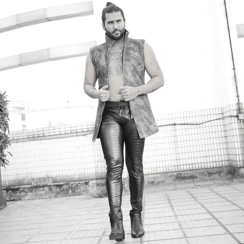 New Three-Dimensional Printed Large Crocodile Pattern Pu Leather Pants Motorcycle Slim Pants Nk72 Men's Boots Leather Pants Skinny Jeans