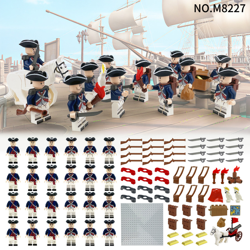 Square Array M8227 Battle of Independence Minifigures Cross-Border Wholesale Children's Assembly Small Particle Building Block Toys Base Plate Shield