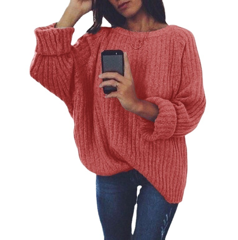 Suéter de Cuello Redondo de Color Sólido para Mujer, Popular en Amazon y eBay, Comercio Exterior 2025wish, Modelo 02797 image 6