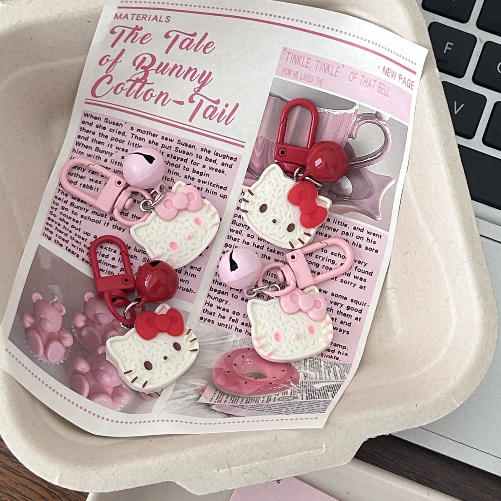 Hello Kitty, мультяшный маленький колокольчик, милый брелок, для рюкзака, подвеска, подарок на день рождения