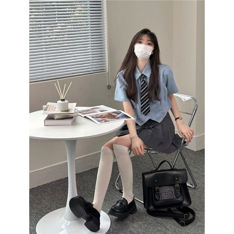 Hot Girl Pure Desire Slim Waist Shirt Jk Uniform Female Sweet Preppy Style Suit Niche Design Short-Sleeved Top