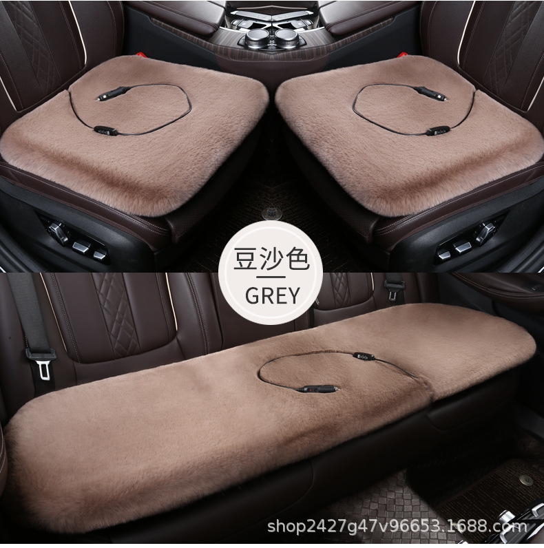 Wholesale car heating cushion winter rabbit plush seat cushion warm thick square cushion speed thermoelectric heating car seat cushion
