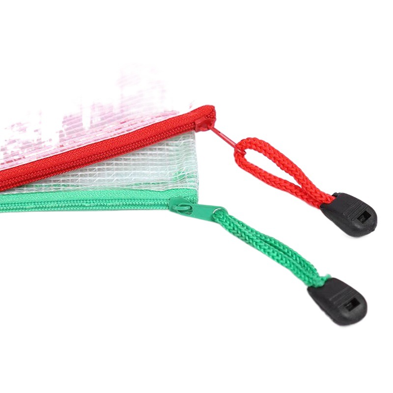 Transparent file bag pvc mesh zipper bag A4 information bag mesh bag custom printed logo factory direct supply
