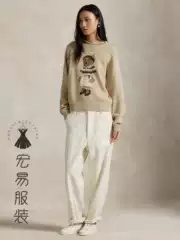 European and American 2025 Autumn and Winter New Cross-Border Women's Retro Heavy Embroidery Bear Round Neck Pullover Knitwear