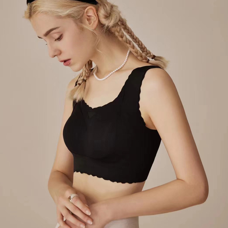 Más tamaño tira de jalea soporte suave anti-flacidez ropa interior sin costuras mujeres empujan hacia arriba sujetador pequeño sin anillo de acero sujetador de soporte superior 033