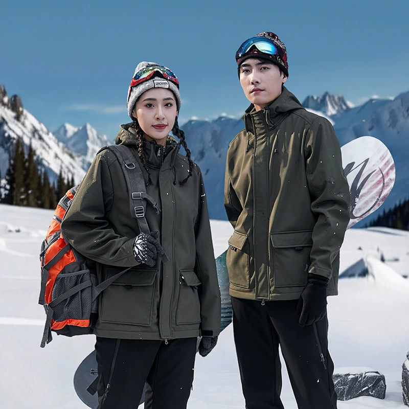 Тактическая куртка с несколькими карманами, осенне-зимняя непромокаемая теплая противообрастающая куртка для пар с мягкой оболочкой 2024 Новый альпинистский костюм