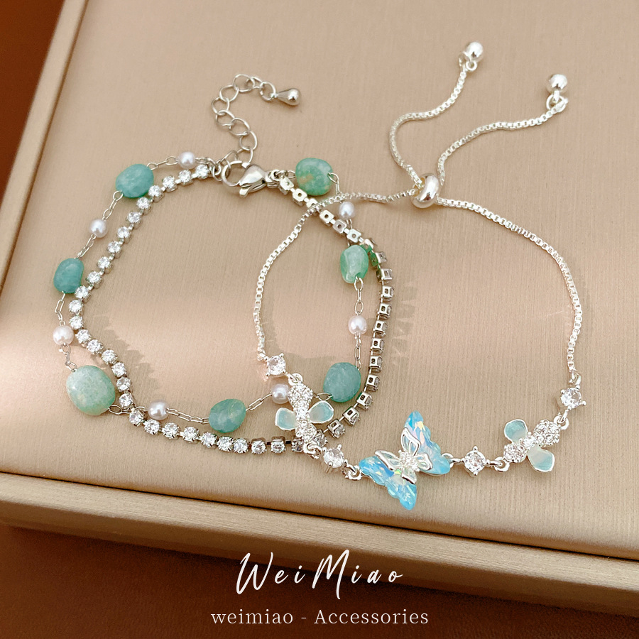 Resina de zircón mariposa flor pulsera ligera de lujo nicho de alta sensación pulsera accesorios de vacaciones joyas al por mayor image 4