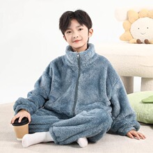 儿童装男童睡衣冬季家居服大童加厚秋冬款加绒珊瑚绒男孩法兰绒潮