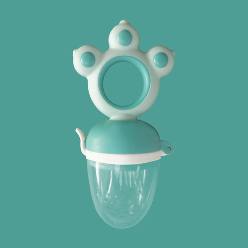 New dog paw silicone push-type fruit and vegetable bite bag, chew baby teething silicone mesh bag pacifier