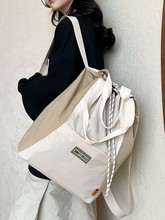 日系ins风简约双肩包女大学生书包男休闲旅行背包抽绳单肩束口袋