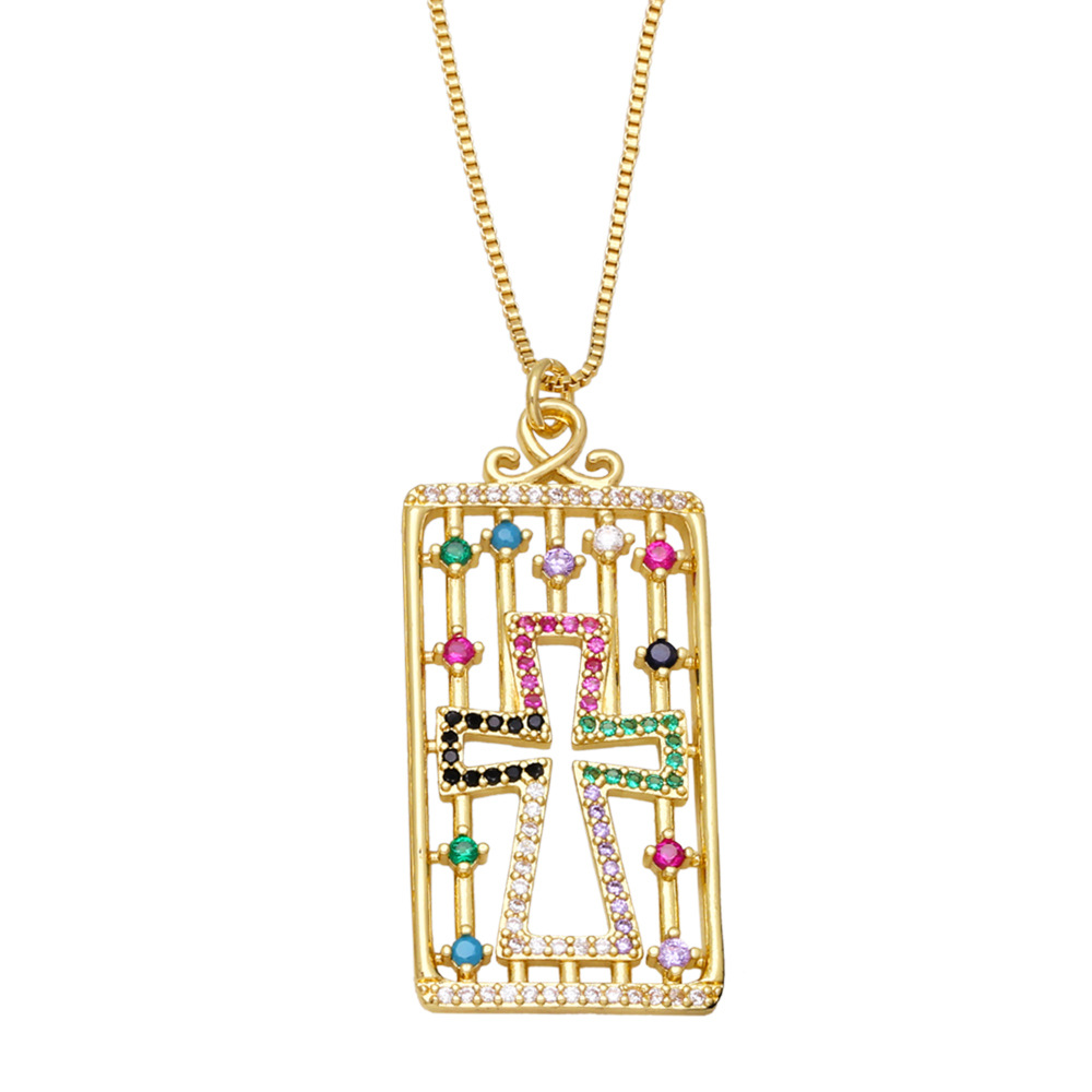 Fashion Copper Cross Heart shape Crown Necklace Daily Zircon Copper Necklaces