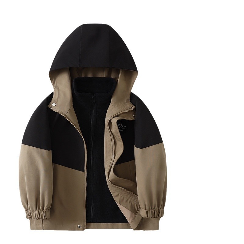 남학생과 여학생 3 대 1 투피스 재킷 방풍 방수 따뜻한 야외 어린이 후드가 두꺼운 3 개 자켓