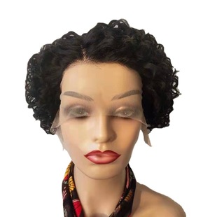 Wig Cross-border European and American Women's 13x 4x 1 Partial Short Curved Hair Real-life Wig Headgear