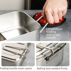 Single-layer square bento box student lunch box canteen lunch box 304 rectangular portable stainless steel lunch box