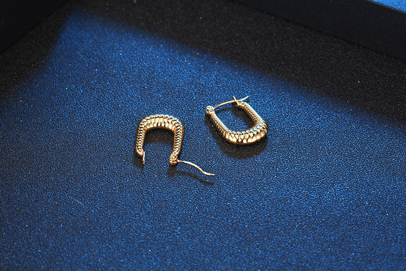 Fashion U Shape Titanium Steel Plating Earrings 1 Piece