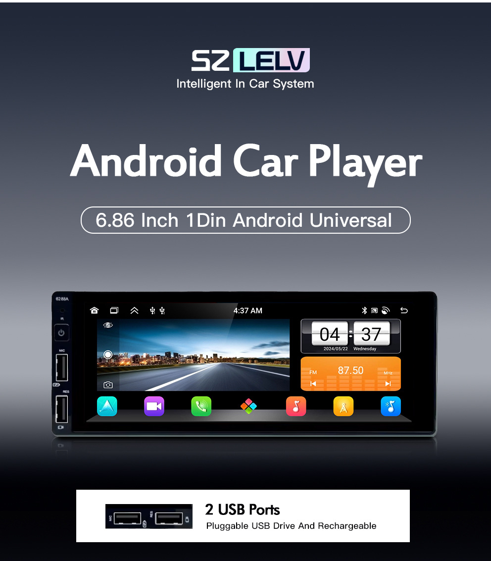 Car-Mounted Large-Screen Central Control Navigation System 1-in-1 Universal Android Navigation Device with Wireless Carplay and Bluetooth