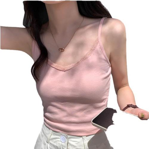 Pure Desire Style Shattered Flower Small Strap Women's Summer Fitted Short-Cut Nipple Edge Splicing V-Neck Versatile Hot Girl Backless Bra