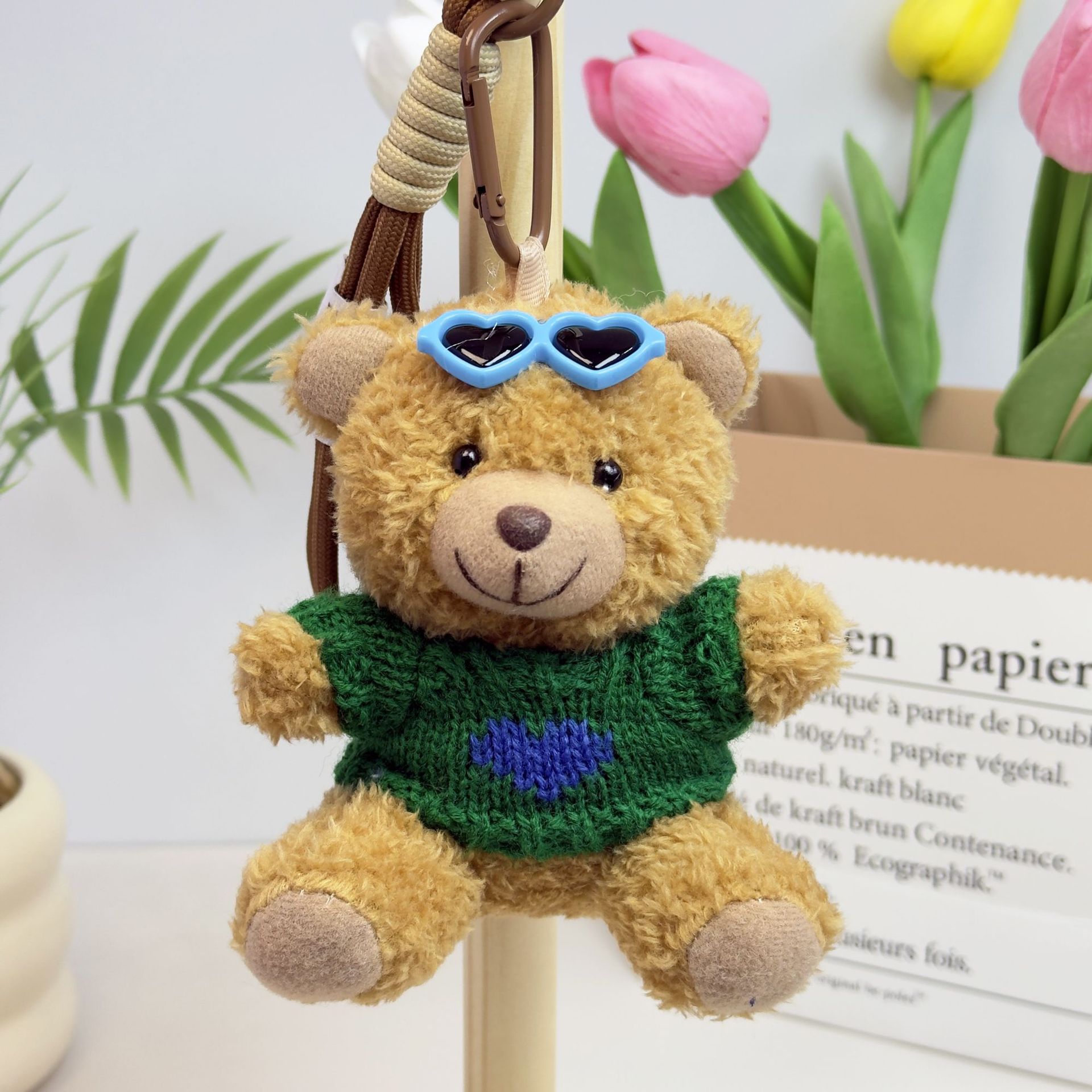 Suéter Teddy Bear Keychain bolsas colgantes muñecas de peluche creativas lindas gafas piloto Teddy Bear