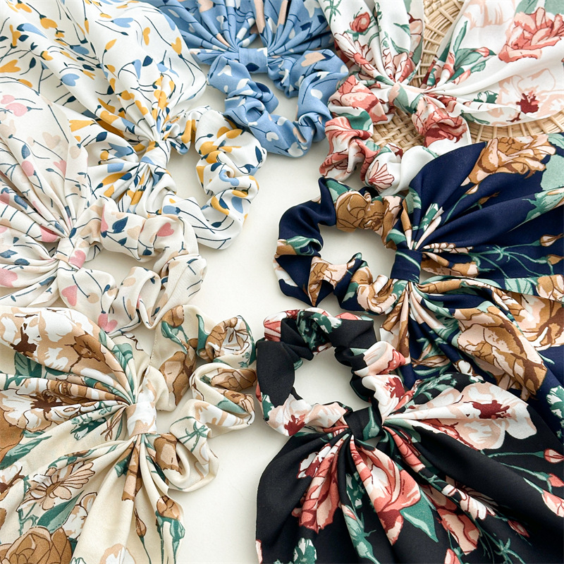 15g Weight Hair Tie Hair Accessories Type 1 Piece Quantity Tea Party, Street Occasion Flower Pattern Women's Gender Elegant Style Women's Elegant Flower Cloth Hair Tie 2