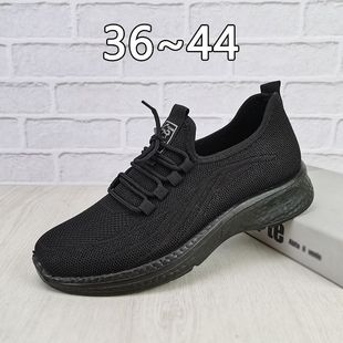 Spring and Summer Casual Old Beijing Cloth Shoes for Women, Lightweight Soft-Soled Black Kitchen Shoes, Breathable Mesh Sports Walking Shoes for Women