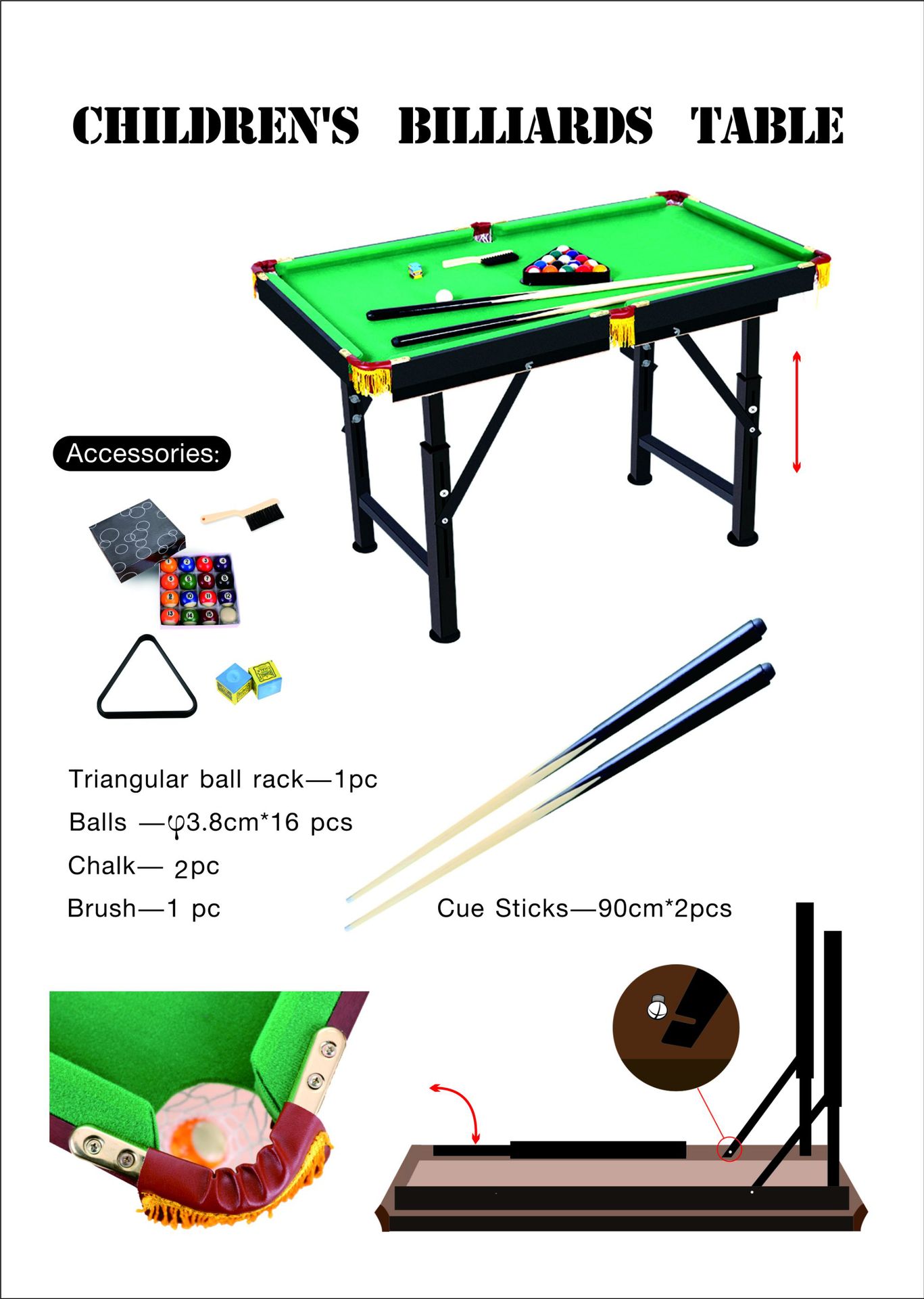 120x60升降折叠台球桌说明书-70克双胶纸彩色单面6张