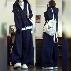 秋冬韩版东大门时尚运动衣服女套装宽松休闲卫衣连帽跑步服两件套